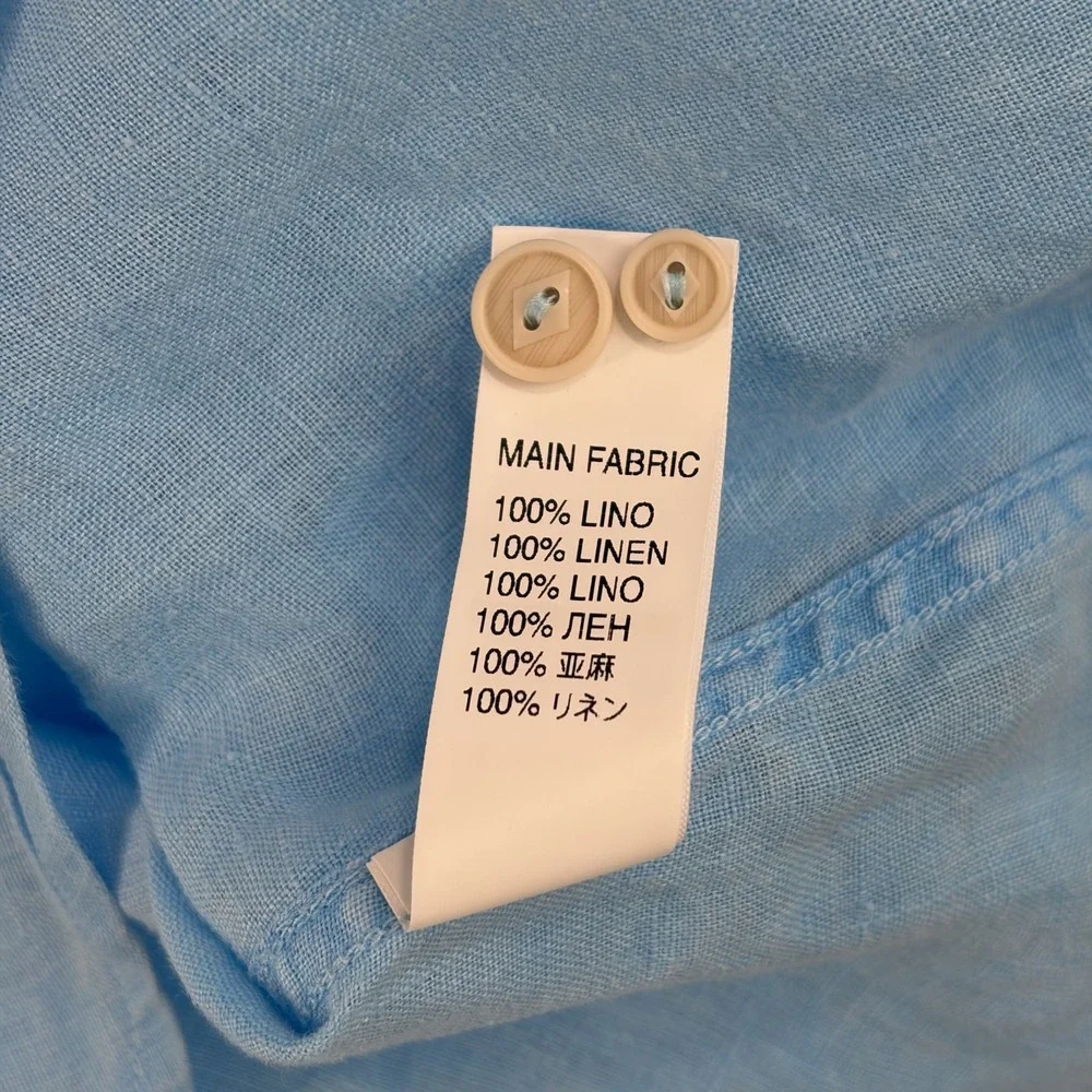 MC2 SAINT BARTH Pure 100% Linen Shirt in Blue Men Medim Resort Beach NWOT $200